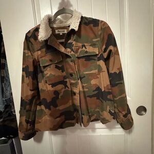 Madewell Camouflage Jacket with Sherpa Collar